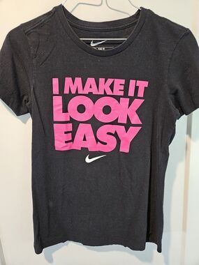 Nike Black T‑Shirt with Pink 'I Make It Look Easy' Graphic Tee